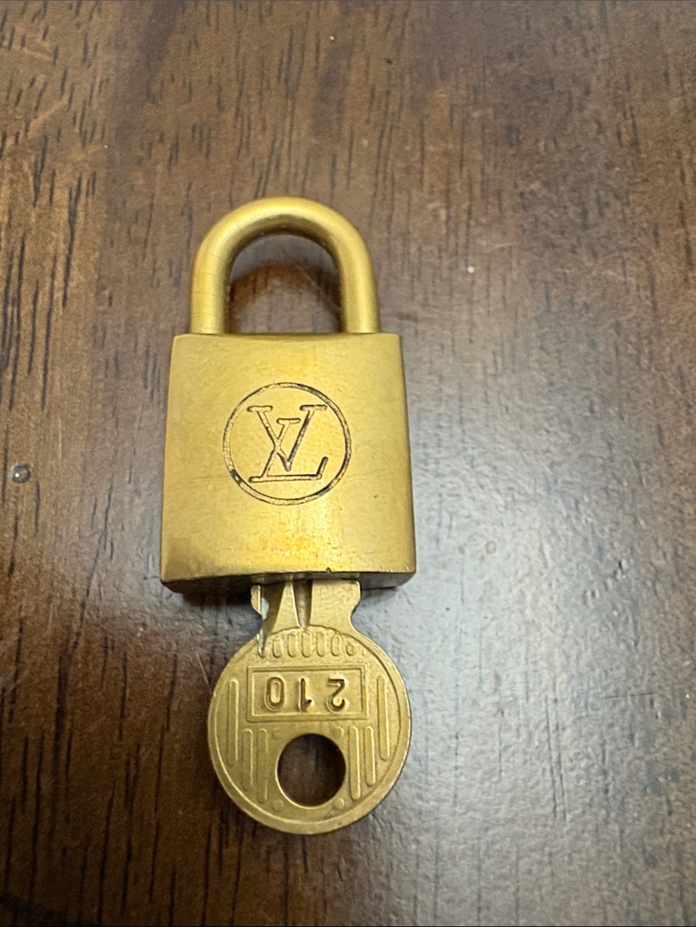 Louis Vuitton VINTAGE LOCK & KEY #210 RareGold-Tone Padlock and Key Set.